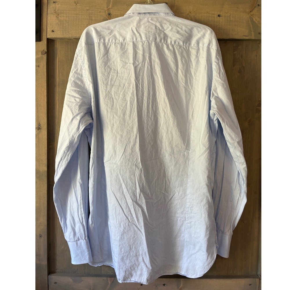 Ermenegildo Zegna Men's Light Blue Long-Sleeve Dress‎ Shirt Lightweight Cotton - Picture 10 of 13